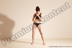 Underwear Martial art Woman White Moving poses Slim medium brown Dynamic poses Academic